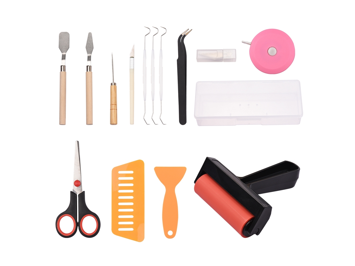 Kit De Herramientas De 19 Piezas Para Tejer Vinilo Con Rodillo Y Pinzas Para Manualidades, Transferencia Térmica Y Serigrafía.