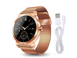Reloj Inteligente (bluetooth, Monitor De Frecuencia Cardíaca) Correa De Acero Redonda Ips De 1.3 Pulgadas Oro K88h Plus