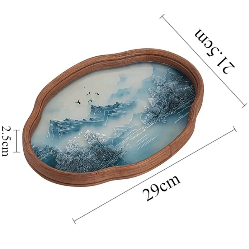 Pequeña bandeja de cristal para decorar y guardar utensilios de té.