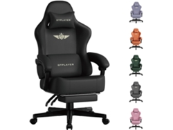 Gtplayer Silla De Juegos Con Apoyo Para Pies Para Adultos, Cuero, Negro