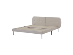 Cama con Cabecero Tapizada Porvoo [EN.CASA] Madera de Pino Terciopelo Beige (160x200cm)