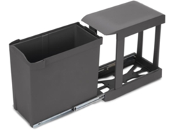EMUCA Cubo Basura Reciclaje para Cocina 1 X 30L Fijación Inferior y Extracción Automática Acero y Plástico Gris Antracita