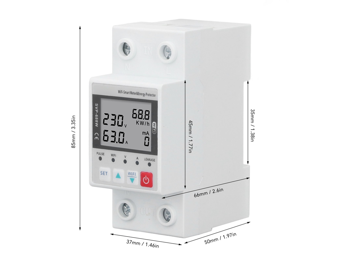 2026dz-protector De Voltaje Over Under Com Wifi 230v 50/60hz 63a Control Remoto Protector De Potencia