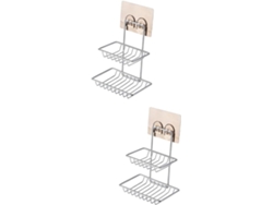 Juego de 2 organizadores de pared para baño, doble almacenamiento, resistentes a la corrosión.