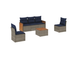 Maison Exclusive - Conjunto De Sofá De Jardín De 6 Piezas Con Cojines, Poliratán Gris