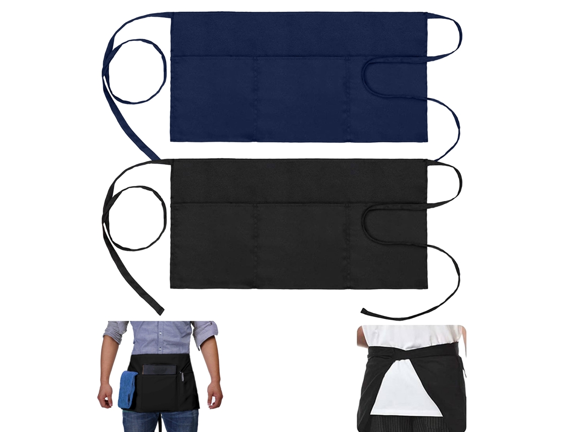 RELAVAEV Avental De Cintura Para Cozinhar E Servir, Alças Ajustáveis, Três Bolsos, Design Leve Com Tecido De Secagem Rápida, Meio Avental Resistente A Gotas De