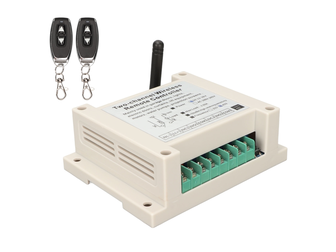 Relé de interruptor de control remoto inalámbrico, 2 canales, receptor y transmisor, 433 MHz, 30 A, CC 12 V-36 V
