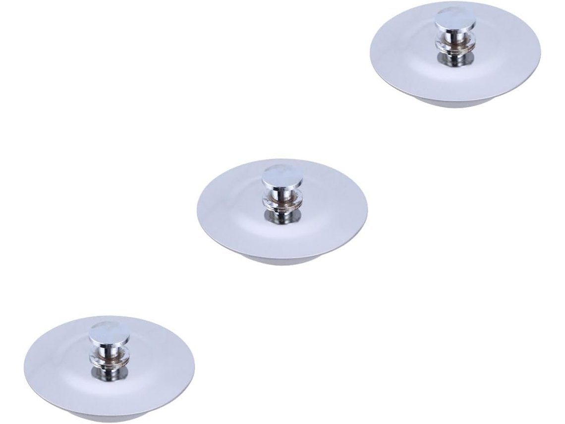 Juego de 3 tapas de drenaje de acero inoxidable con recogedor de pelos, tapa de silicona sin olor, ideal para Slowmoose