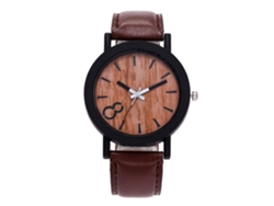 Reloj De Pulsera De Cuarzo Para Hombres Y Mujeres Con Correa De Cuero Pu Zhoulianfa Café Oscuro