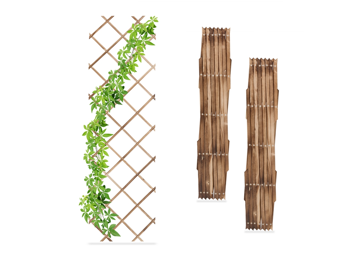 Relaxdays 3 Soportes Trepadoras Rejas De Madera Quemada, Guías Plantas Enredaderas Plegables, 180x60 Cm, Jardín, Marrón
