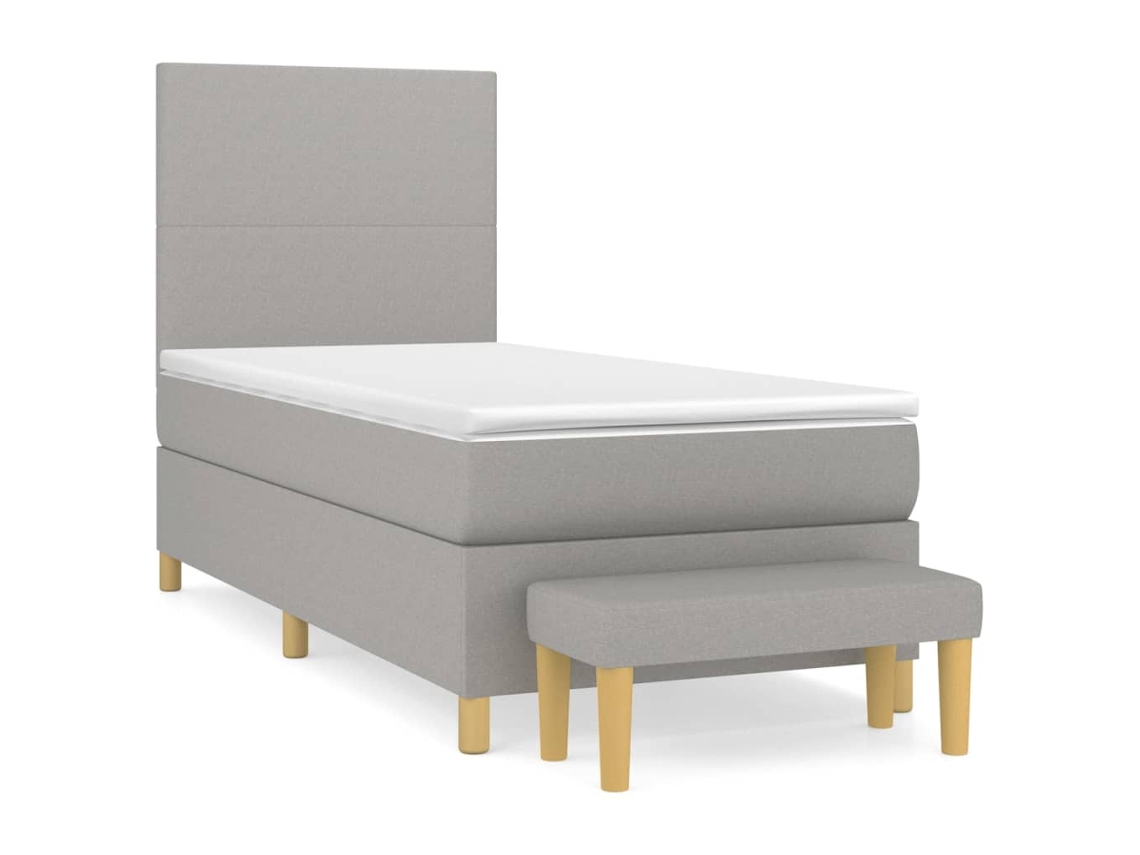 Maison Exclusive - Cama Box Spring Con Colchón Tela Gris Claro 90x200 Cm