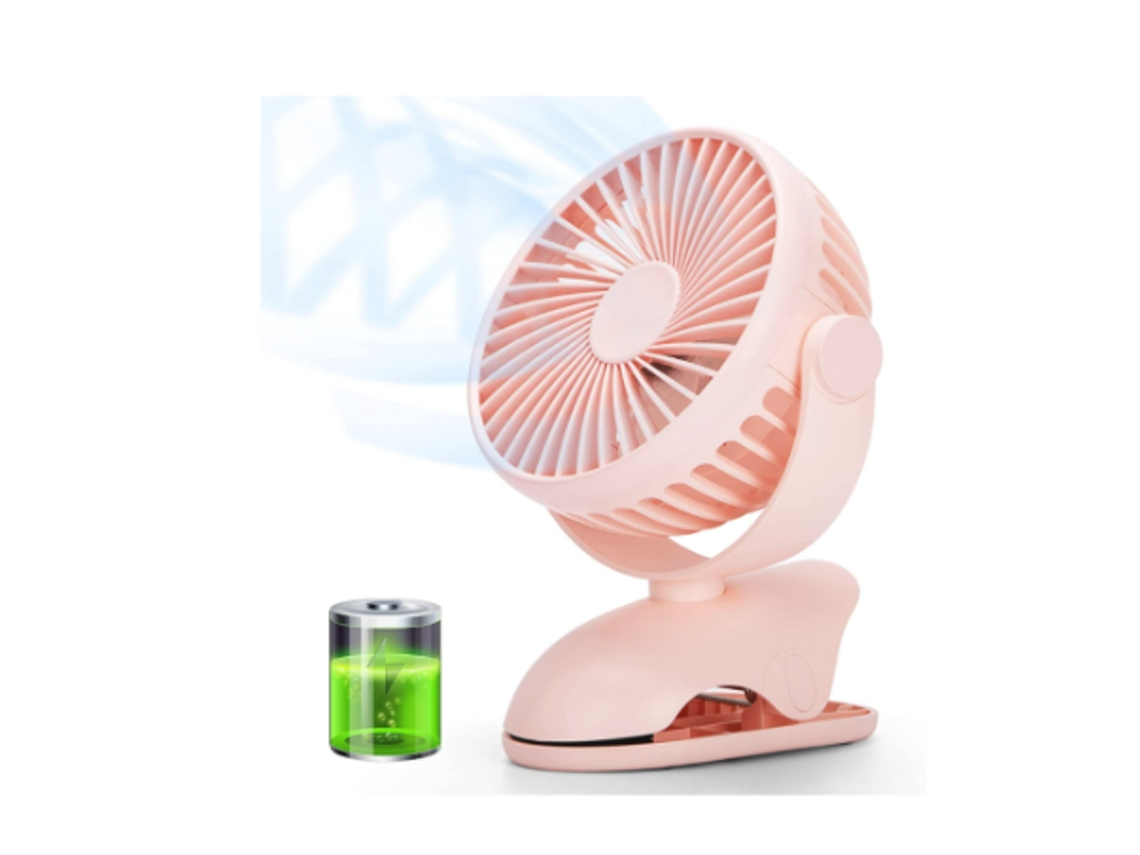 Ventilador para cochecito giratorio de 360° Yizhood Pink de 3600 mAh