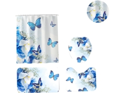 Juego De 4 Piezas De Cortinas Y Alfombras Para El Suelo En Material Duradero Y Accesorios De Baño.