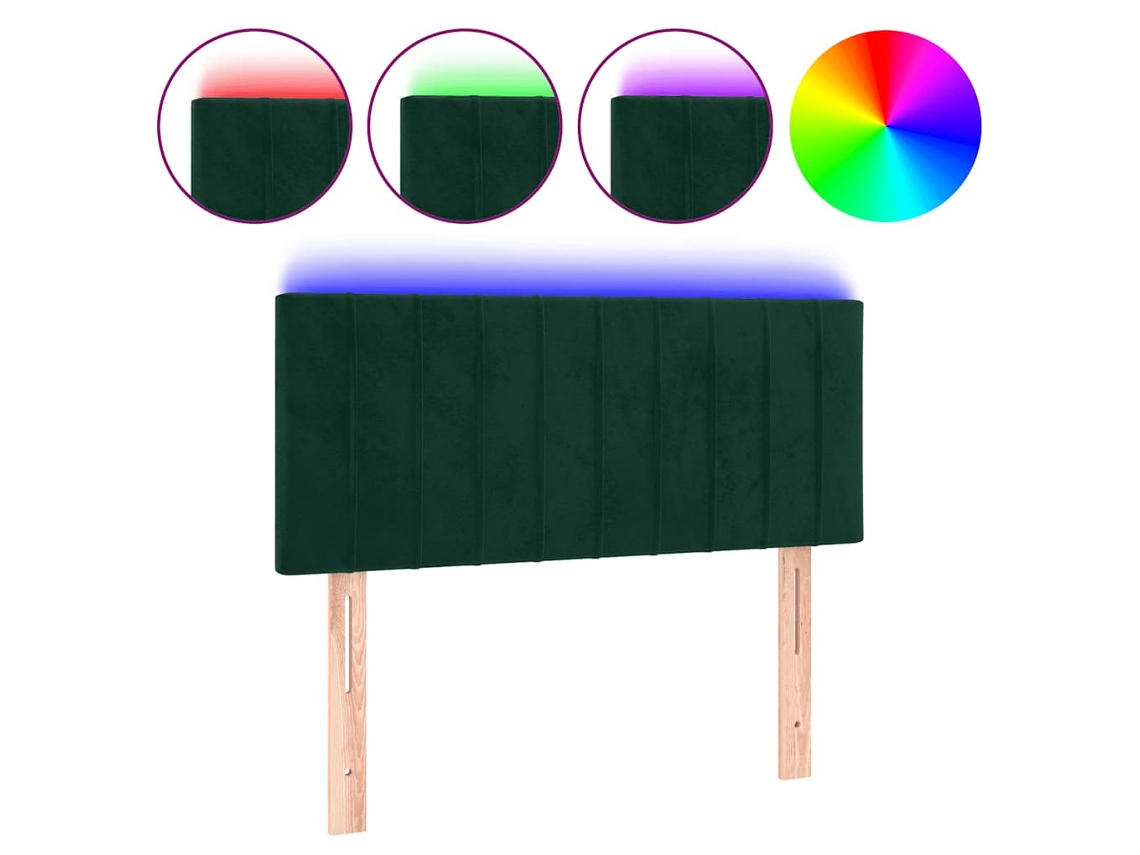 Maison Exclusive - Cabecero Con Led De Terciopelo Verde Oscuro 90x5x78/88 Cm