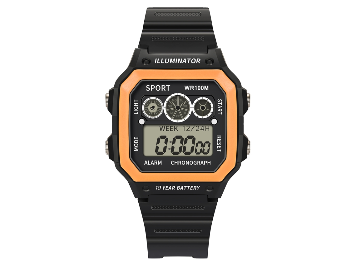 Reloj Deportivo Digital Informal Para Niños Y Adolescentes Con Correa De Silicona Naranja Dzb14