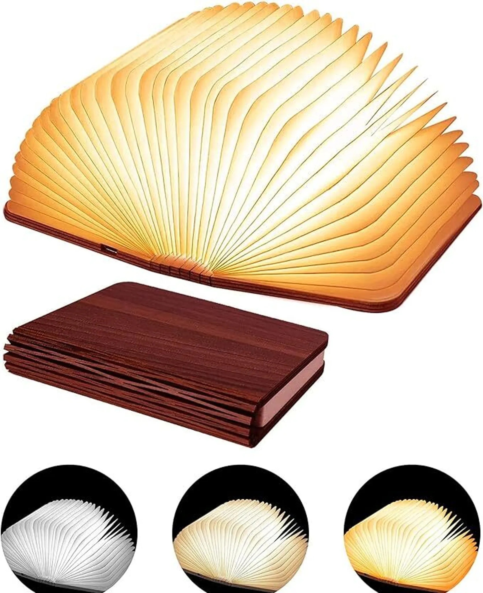 Doblable Linterna De Libros Led De Madera
