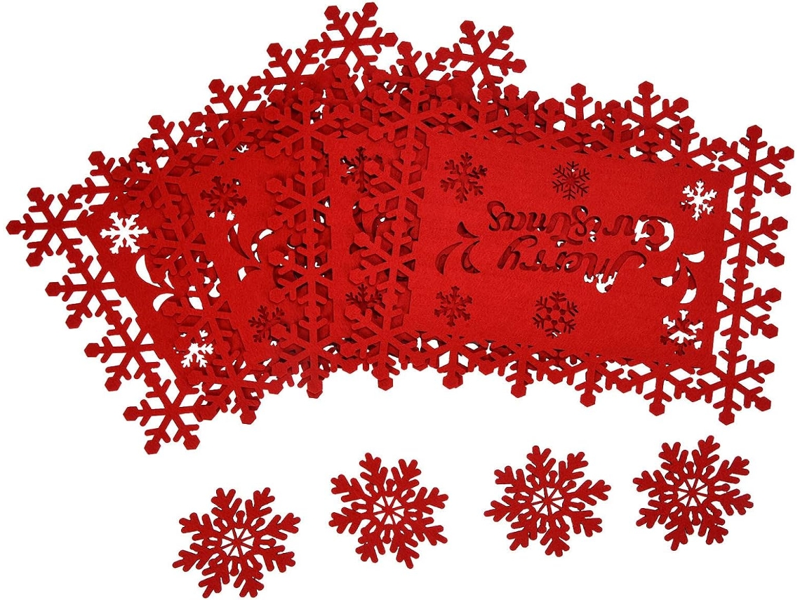 Camino De Mesa Navideño, De Fieltro, Con Un Diseño Único Para Decoración Y Protección Contra El Calor.