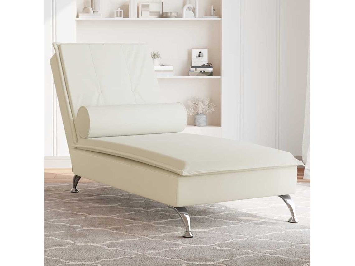 Sofá Divánsilla De Masaje Con Cojín De Terciopelo Crema Wsd12725