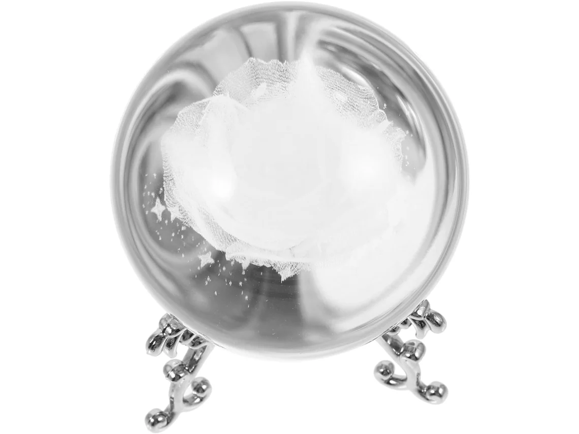 Bola de cristal de 60 mm con adorno metálico para el hogar, el Día de San Valentín o la oficina.