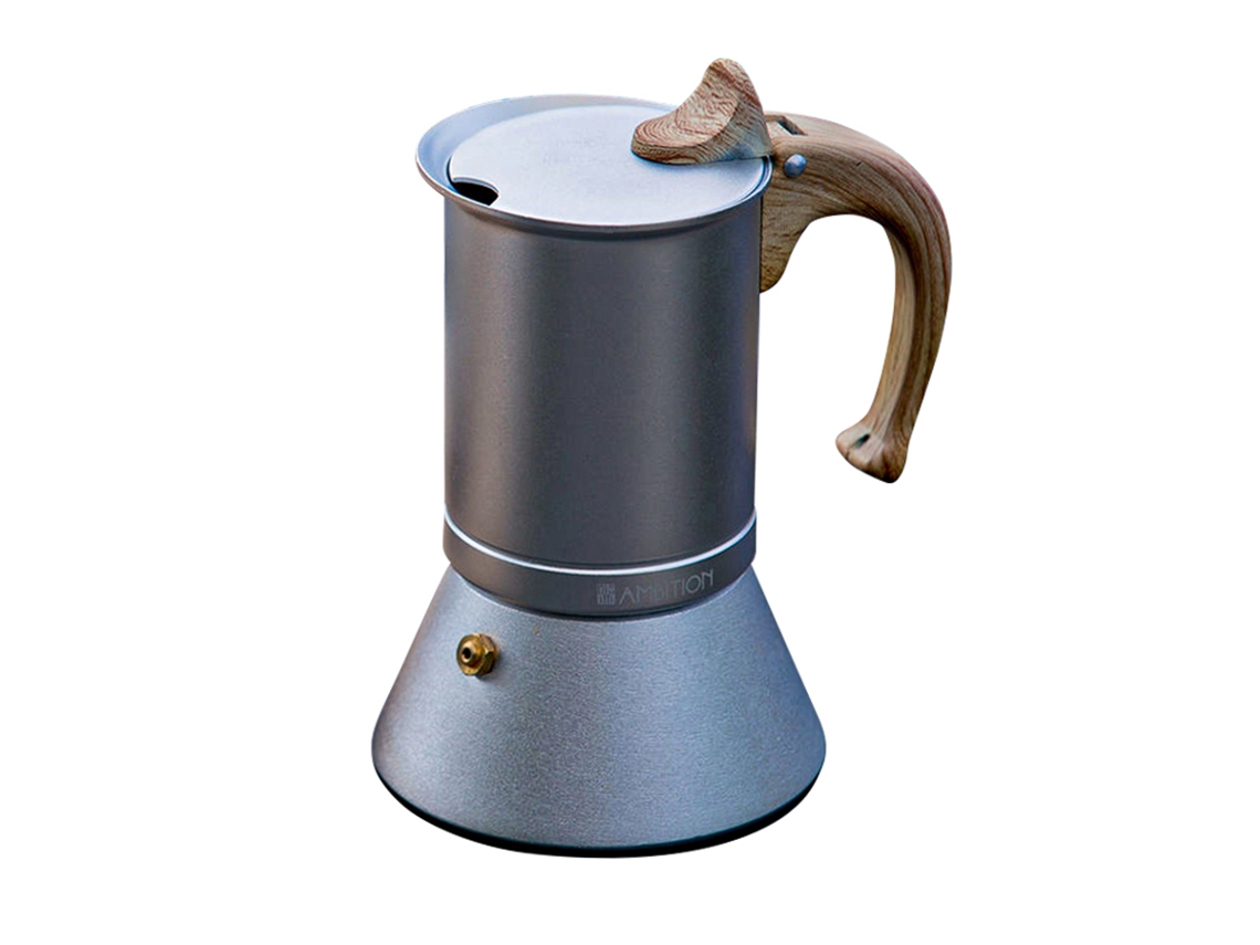 Madera de plástico Pote de aluminio Cafetera de café Máquina espresso Máquina Cafetera Adecuada para la calefacción de gas de la cocina de inducción