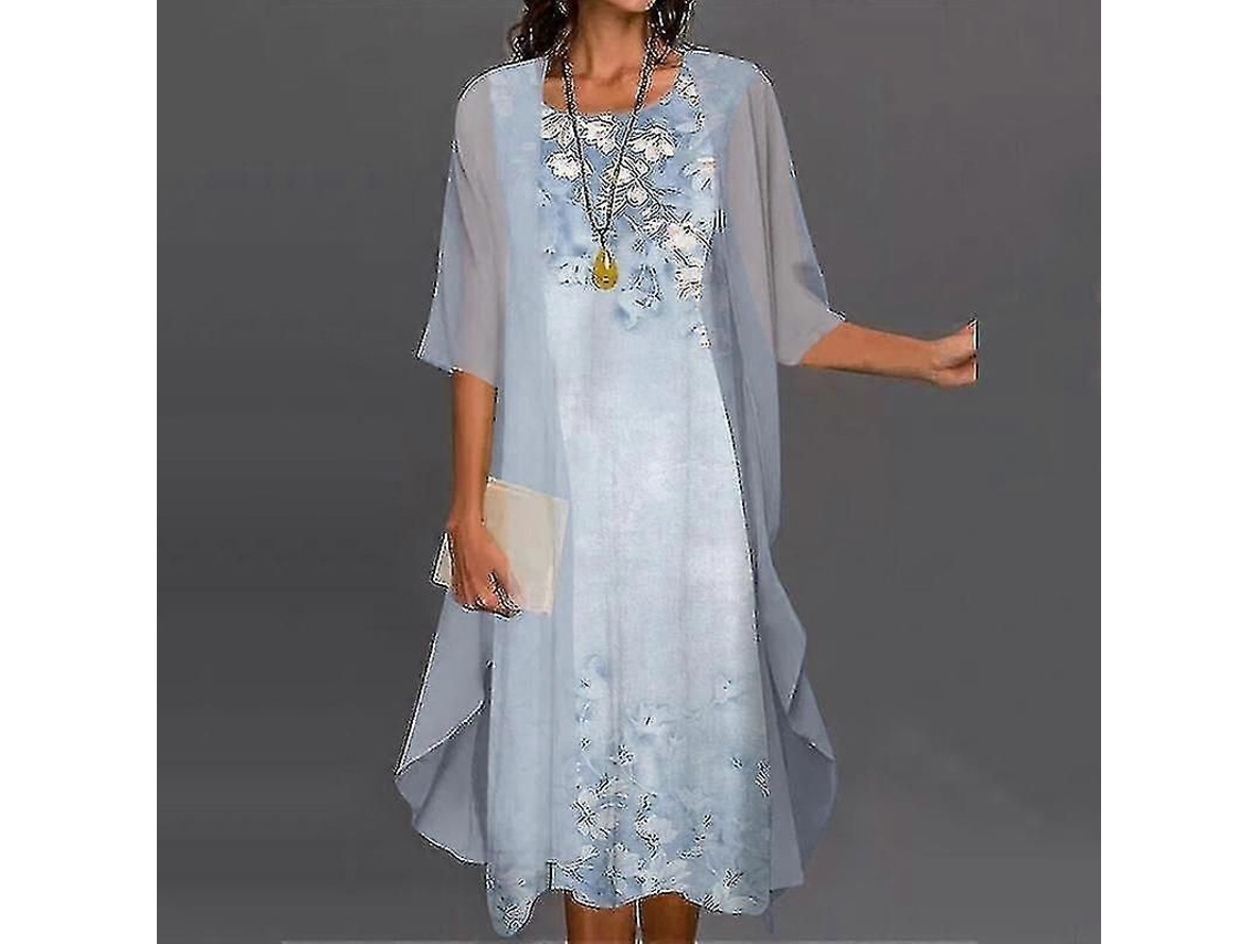 2026-vestido Boho Mujer Con Cardigan Estampado Floral Casual Conjunto De Dos Piezas S2024123014869