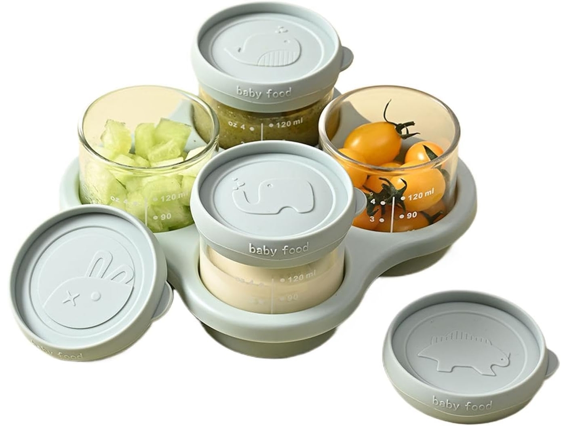 Fiambrera Infantil | 4 Piezas Con Bandeja Medidora, Apta Para Microondas, Recipientes De Tamaño Pequeño