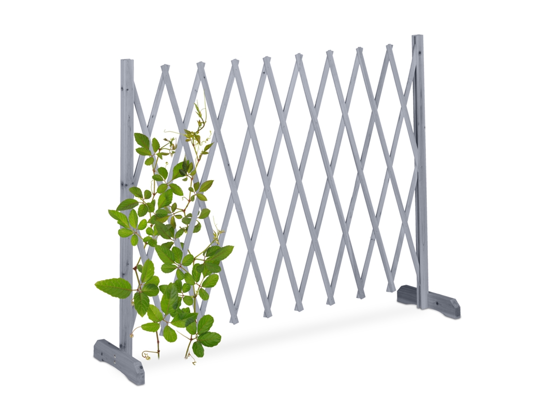 Treliça Relaxdays Em Madeira, Ajustável Até 275 Cm, Suporte Para Plantas Trepadeiras, Treliça Autónoma, Jardim, Cinza