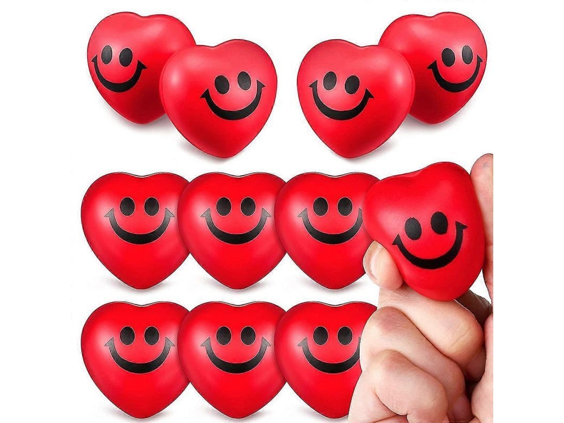 12 Pelotas Antiestrés Con Forma De Corazón Y Sonrisa Roja, De Espuma De Poliuretano, Para Adultos Y Niños, Día De La Madre.