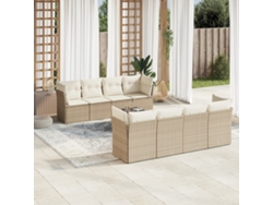 Conjunto de 9 sofás de jardín con cojines de mimbre beige de Dkd Home Decor