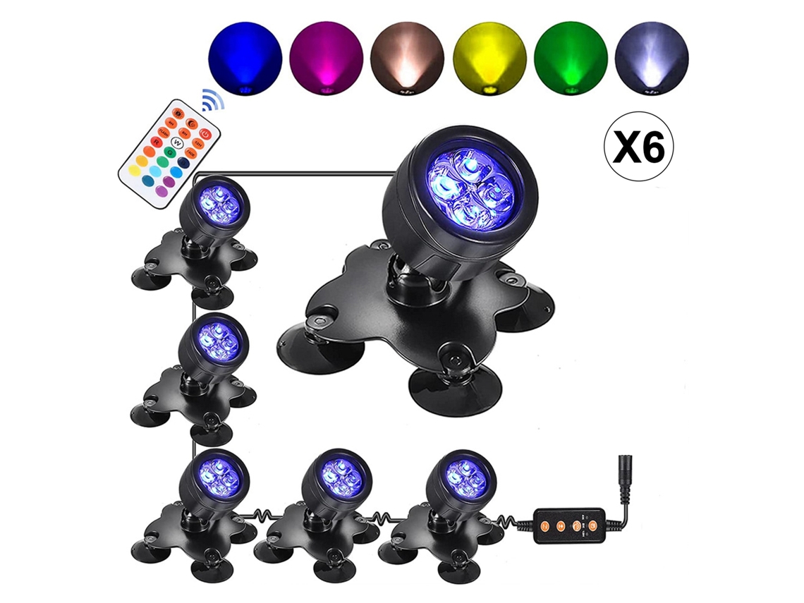 Lámpara Sumergible Ip68 Resistente Al Agua, Ángulo Ajustable, Luz Rgb Colorida Para Acuario, Patio Y