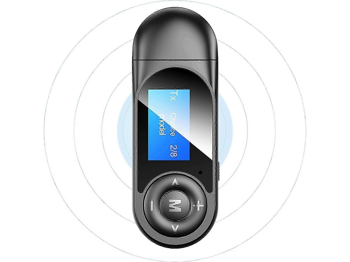 Transmisor y receptor Bluetooth 5.0, adaptador de audio Bluetooth 2 en 1 con pantalla LCD visible, sistema estéreo Rosewell