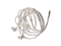 Fones De Ouvido Colar Pérola Stereo Com Microfone 3.5mm Intra-auricular Fio Para Celular Mulheres