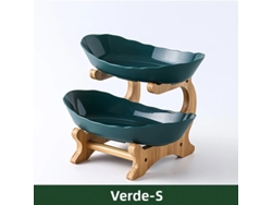 Bandeja de madera para frutas y postres con separadores y base. MDUG (verde S)