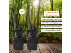 2 Radios Walkie-talkie Uhf De 400-470 Mhz Y 16 Canales Con Batería De 1500 Mah Y Transceptor Con Linterna.