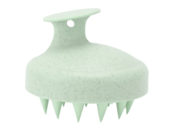 Cepillo de masaje portátil de silicona para cabello y cuero cabelludo, exfoliante verde