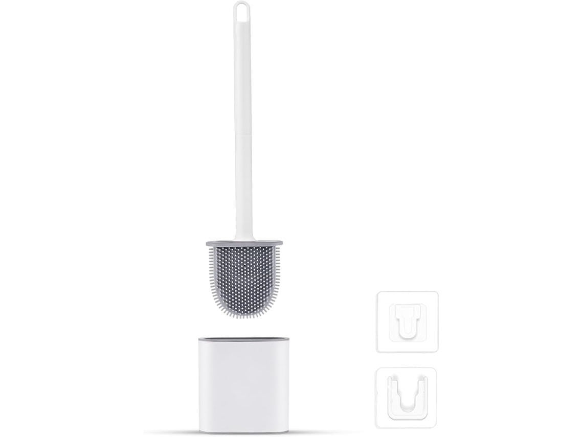 Escobilla De Baño Plana De Silicona, Antigoteo, Apta Para Colgar En La Pared O Colocar En El Suelo, Ideal Para El Cuarto De Baño