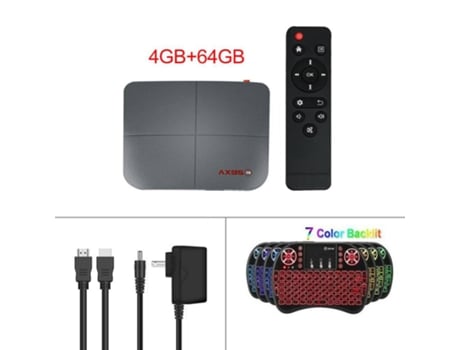 Box Smart Tv Ax95 Android 9.0 Compatible con Dolby Tv Versión Google Store 4 + 64G_Conector británico + Teclado I8