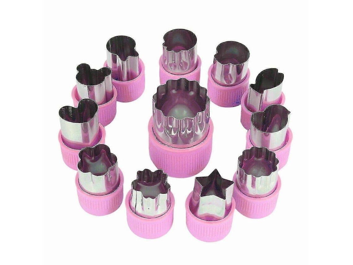 12 Moldes De Acero Inoxidable Para Cortar Frutas Verduras Y Galletas Con Formas Diveras Para Niños Morado