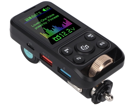 Transmisor FM Bluetooth para automóvil, Adaptador de radio FM Bluetooth, Soporte PD30W QC18W Carga rápida, Luz ambiental de respiración colorida, C...