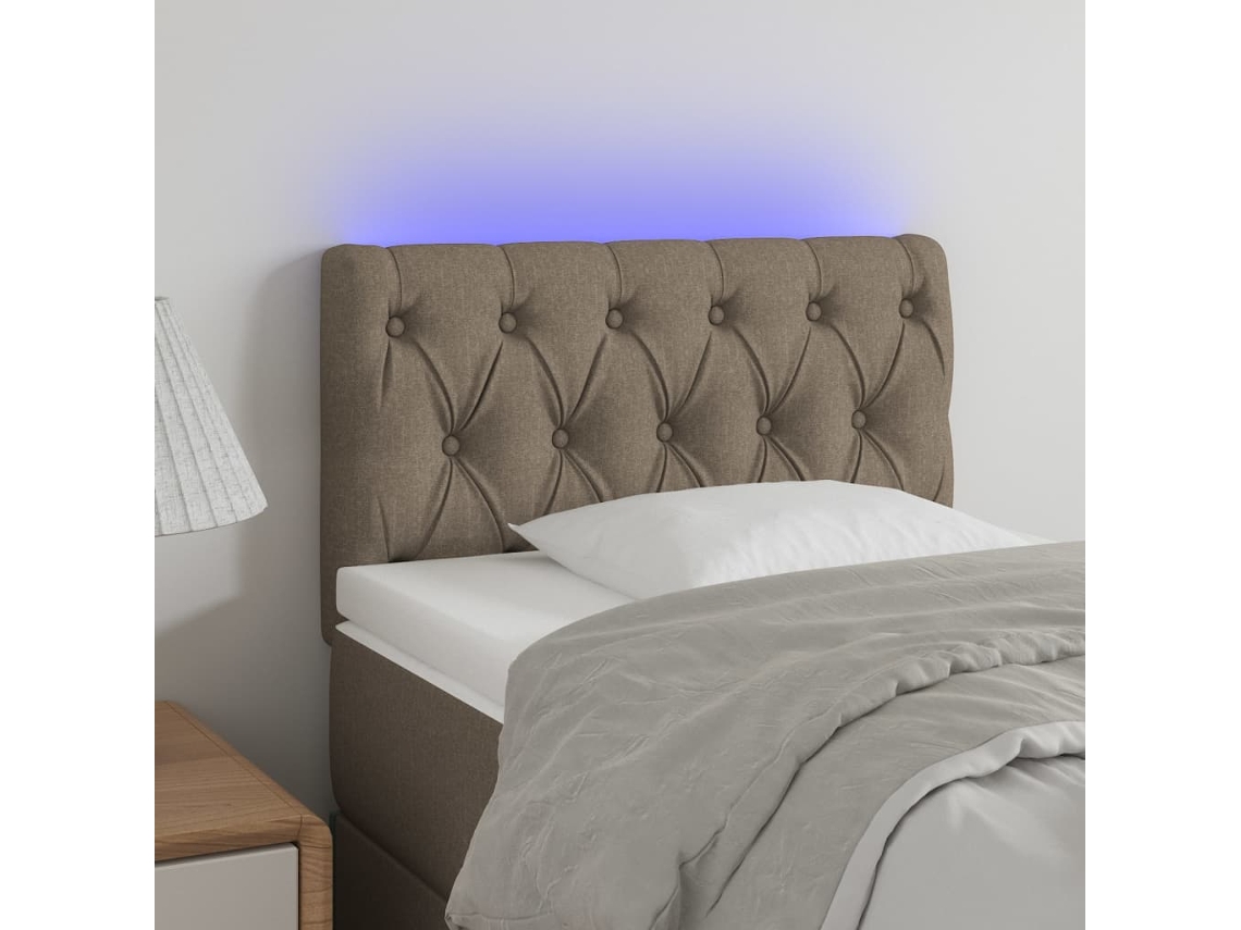 Cabecero Con Led De Tela Gris Taupe 80x7x78/88 Cm