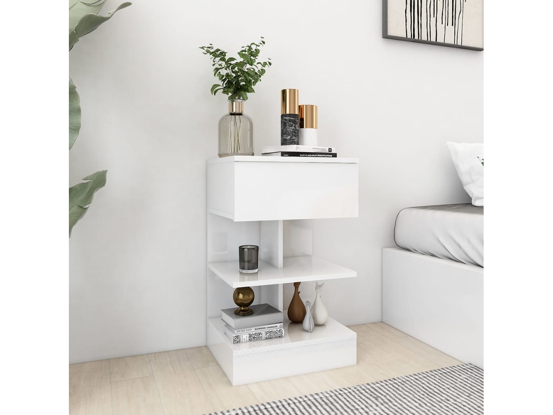 Mesitas de noche de 2 piezas 40x35x65 cm Blanco Brillo MAISON EXCLUSIVE