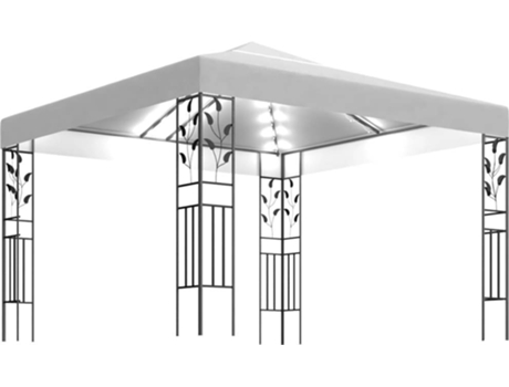vidaXL Carpa cenador de jardín con tira de luz LED 3x3 m blanco 180 g/m²