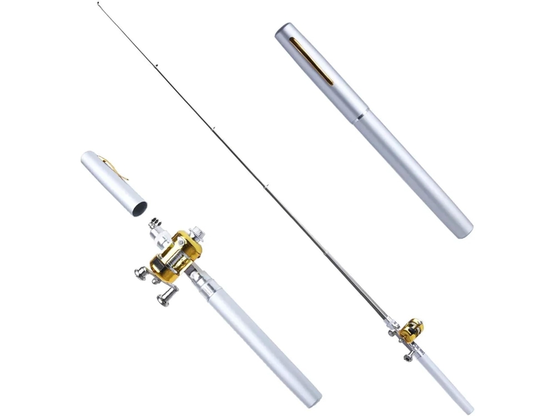 Mini Caña De Pescar Plegable Bolsillo, Telescópica, Portátil, Con Forma Bolígrafo, Carrete, Para Pesca Al A...
