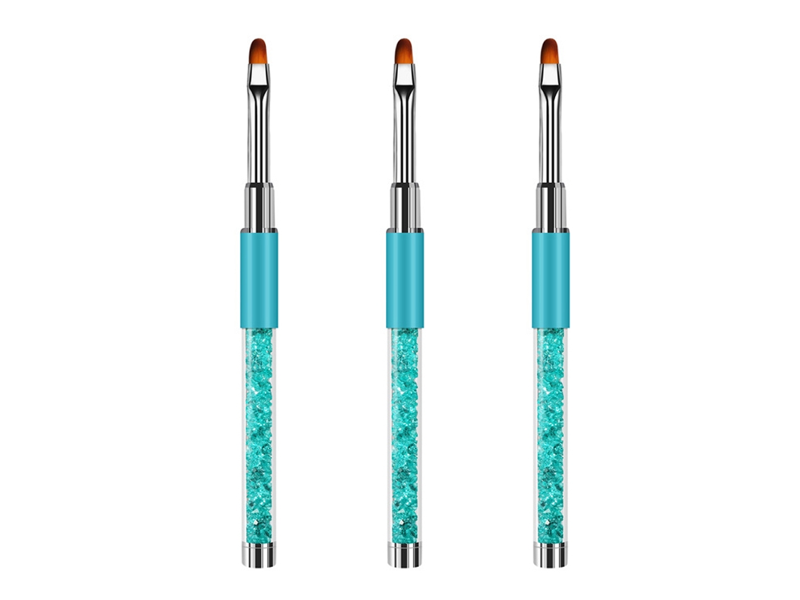 Juego de cepillos para uñas con mango de diamantes de imitación, herramientas profesionales de extensión de gel UV KOFIHETY