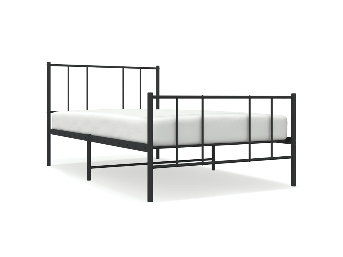 Maison Exclusive - Estructura Cama Sin Colchón Con Estribo Metal Negro 107x203 Cm