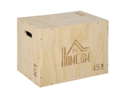 Cajón de salto pliométrico de madera con asa, 45x40x60cm, para entrenamiento en casa, natural