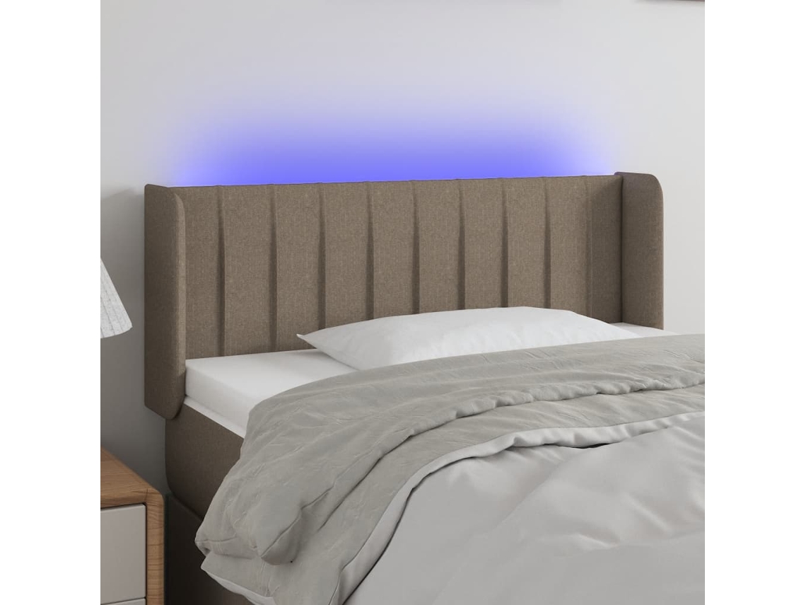 Cabecero Con Led De Tela Gris Taupe 103x16x78/88 Cm