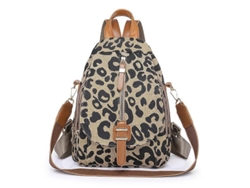 Mochila retro con estampado de leopardo, ligera, para mujer, de doble uso, con textura, para viaje, Saisiyiky