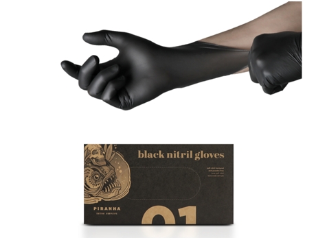 Guantes Negras PIRANHA Soft Nitril M 100 Unidades