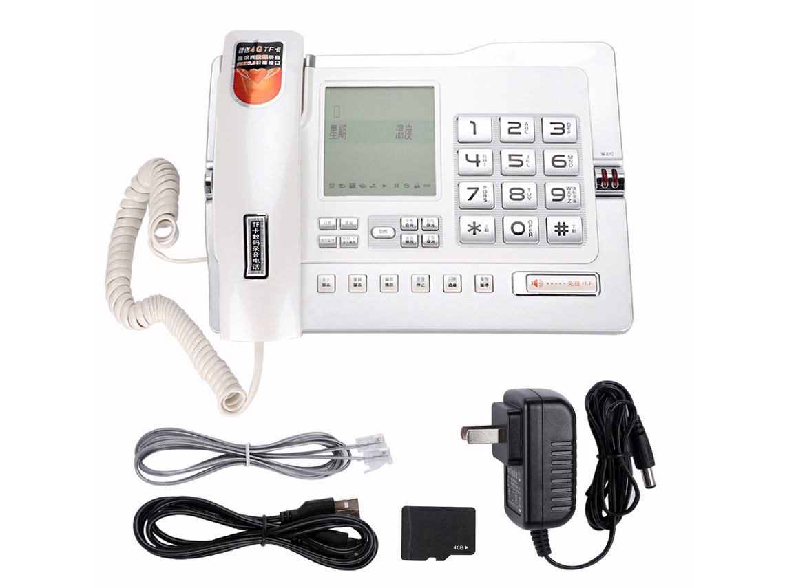 Teléfono fijo automático con grabación automática y pantalla LCD